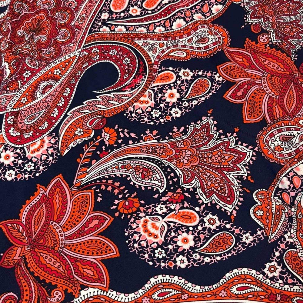 Tommy Hilfiger Womens 22W Red Navy Paisley Twist Front Sleeveless Dress X2EJ13V7 - Picture 7 of 7